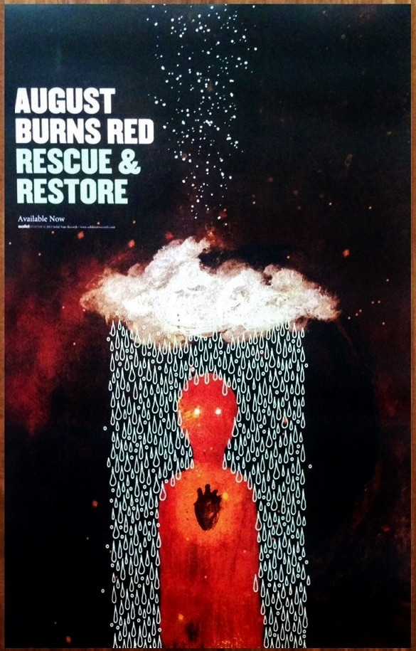 AUGUST BURNS RED Rescue Restore Ltd Ed RARE Tour Poster! Metalcore Death Below