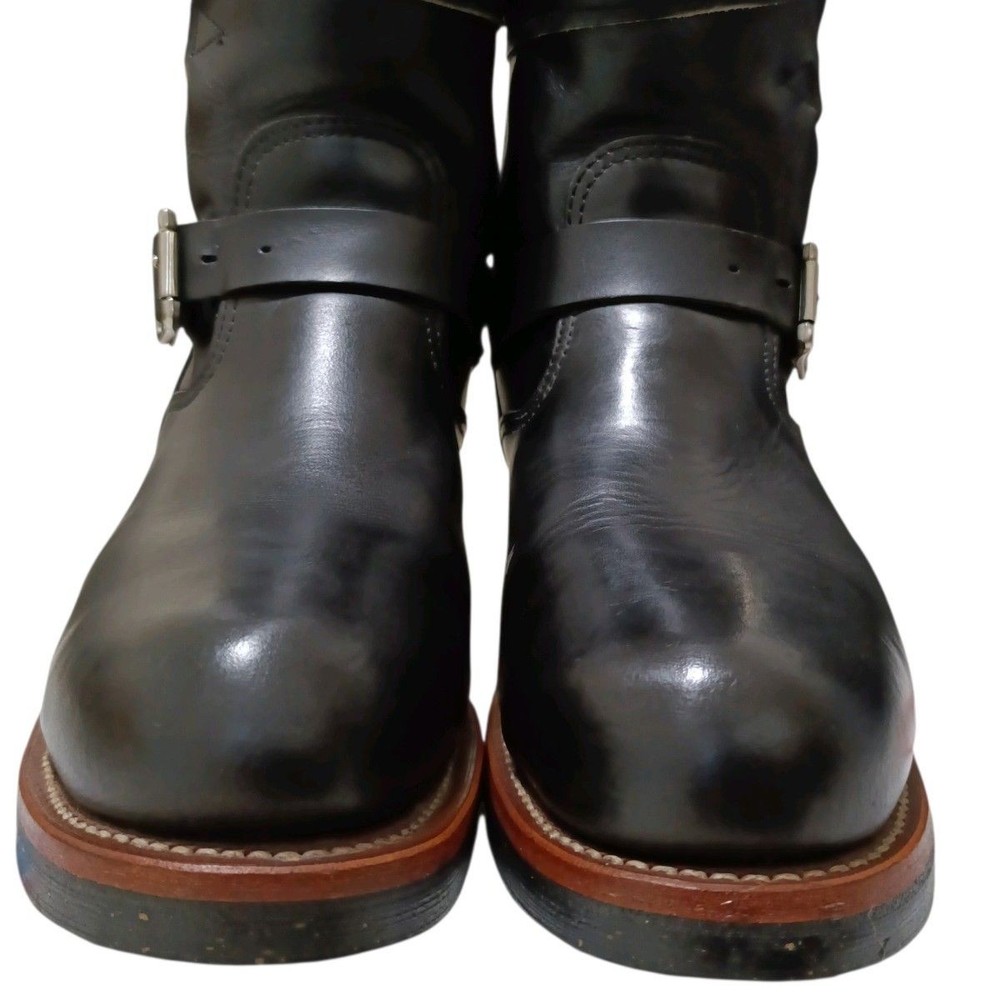 Chippewa Boots Leather Black Short Engineer Boots Size 8.5E