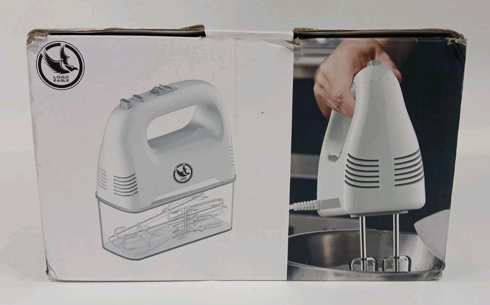 Lord Eagle White Electric 4-Setting & Turbo Button Handheld Kitchen Mixer FB-887
