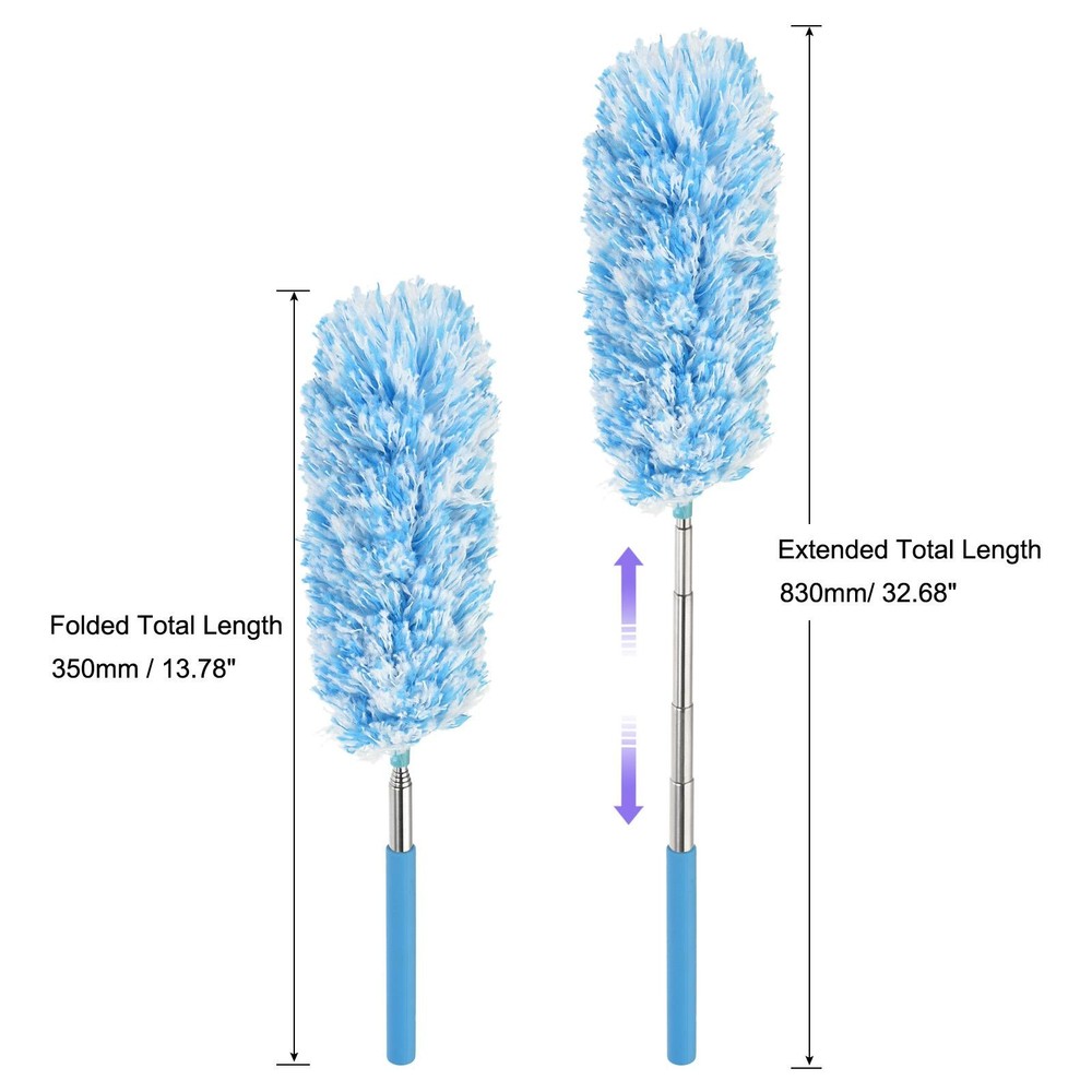 2Pcs 13.8 to 32.7 Inch Microfiber Duster Extendable Dusting Brush Blue