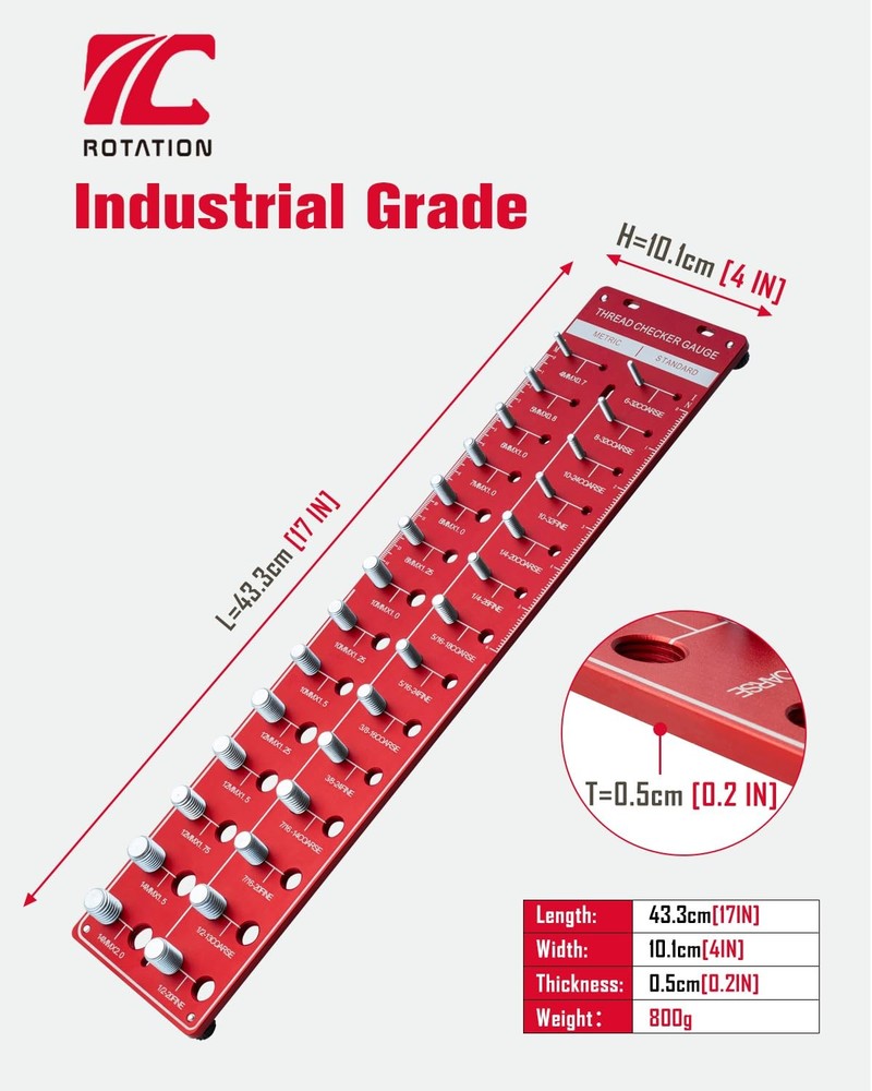ROTATION Thread Checker, Nut and Bolt Gauge, Size Identifier...