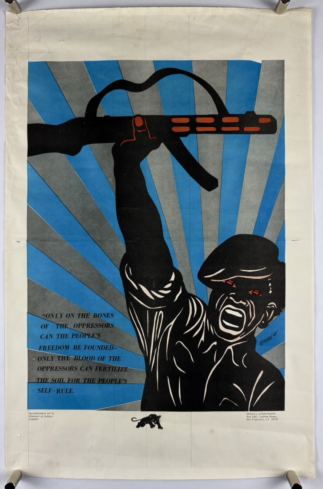 BLACK PANTHER PARTY Political Poster 1969 BPP Emory Douglas OPPRESSORS BLOOD