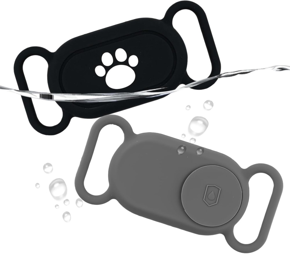 for Samsung Galaxy SmartTag2 Dog Collar Holders, 2pcs Waterproof black, gray