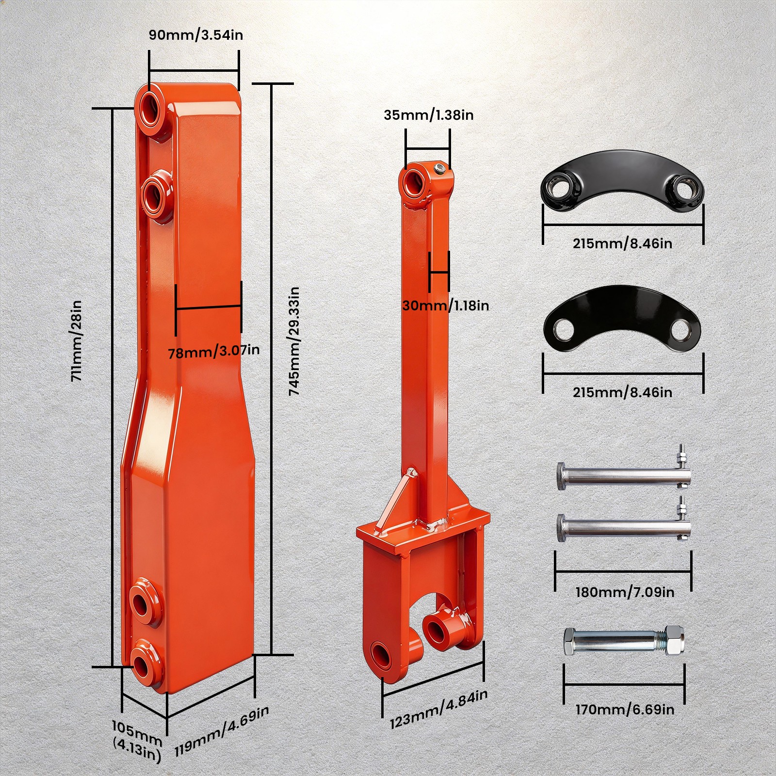 28in Excavator arm extension kit for mini excavators weighing between 0.8-1.8ton