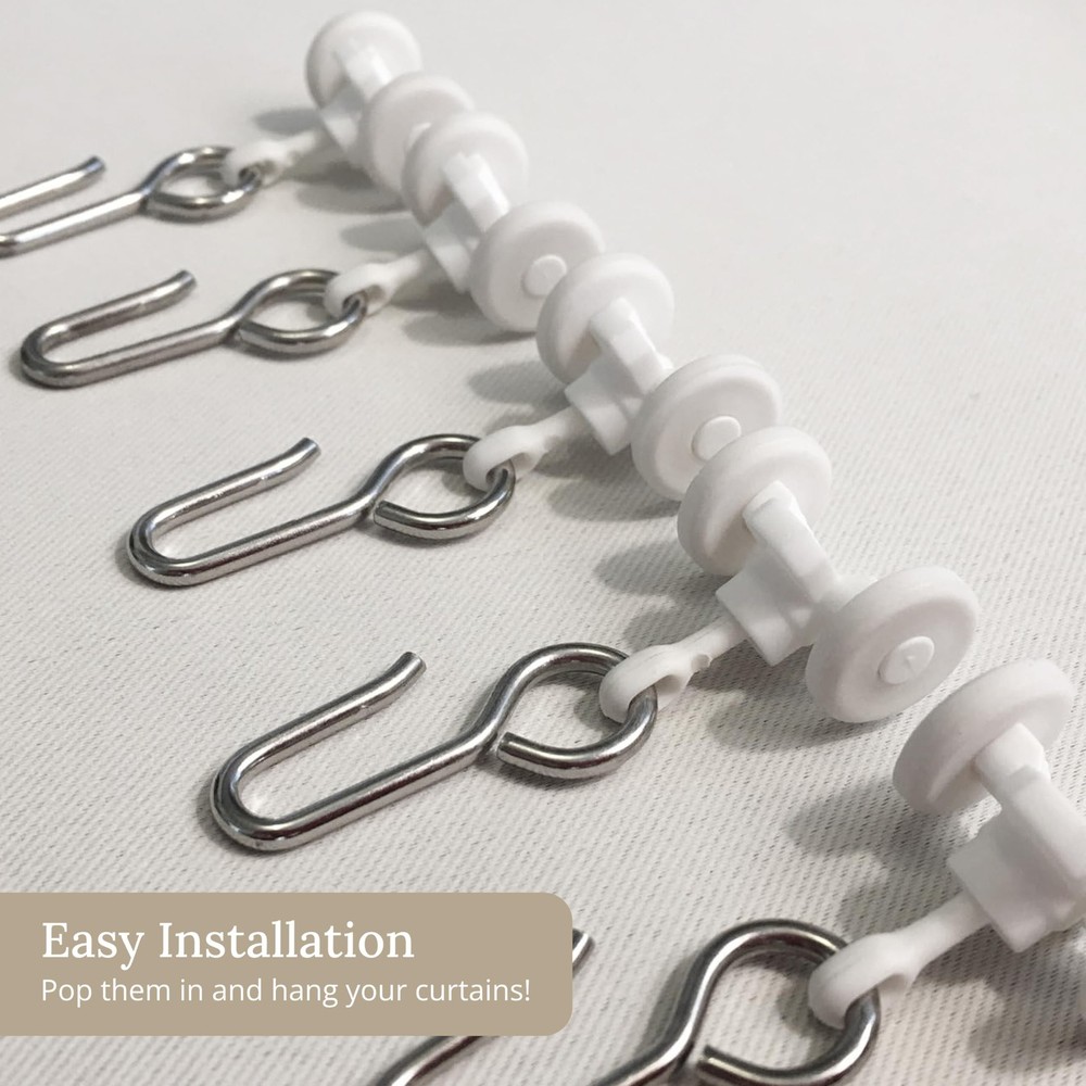 Curtain Track Hooks 20 Pack - Durable Ceiling Track Roller Hooks for Curtains...