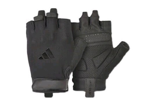 ADIDAS SIZE MEDIUM ESSENTIAL ADJUSTABLE WORKOUT GLOVES,,BLACK/BLACK
