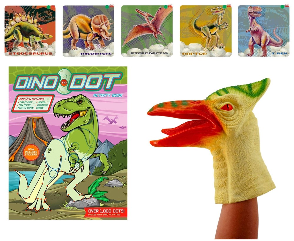 Treasure Co Trio Dinosaur Activity Bundle (3 Pieces, Activity Book, Hand Puppet