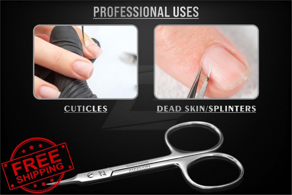 Zizzlon Cuticle Scissors Professional Fine Tip Eyebrow Beard
