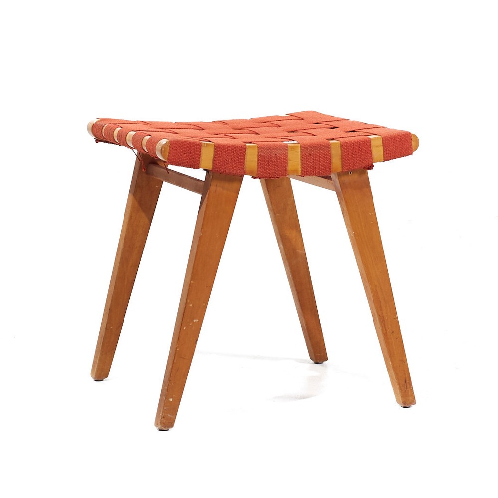 Jens Risom for Knoll Mid Century Strap Stool Ottoman