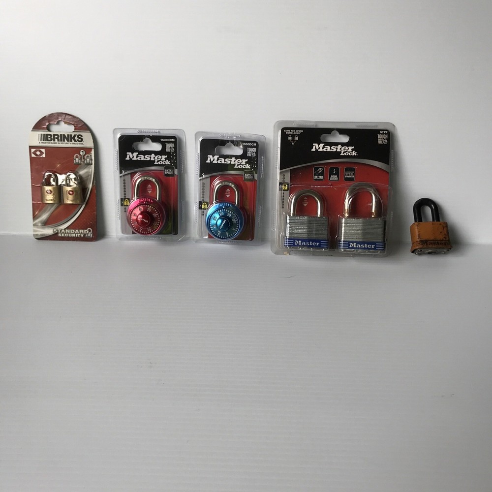Lot- Master Lock combination & 2-Brinks Padlocks & Used padlocks/keys Missing