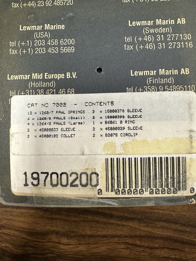 Lewmar Winch Service Kit 19700200