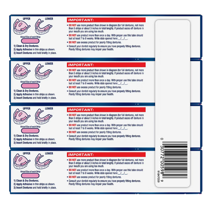 Fixodent Advanced Max Hold Denture Adhesive Extra Strength, 2.2 oz Each, 4 Pack