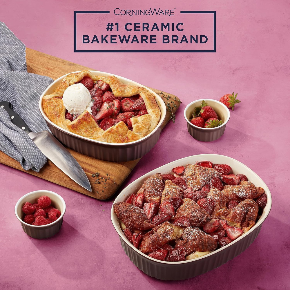 Durable 10-Piece Ceramic Bakeware Set with Lids - Chip Resistant Stoneware