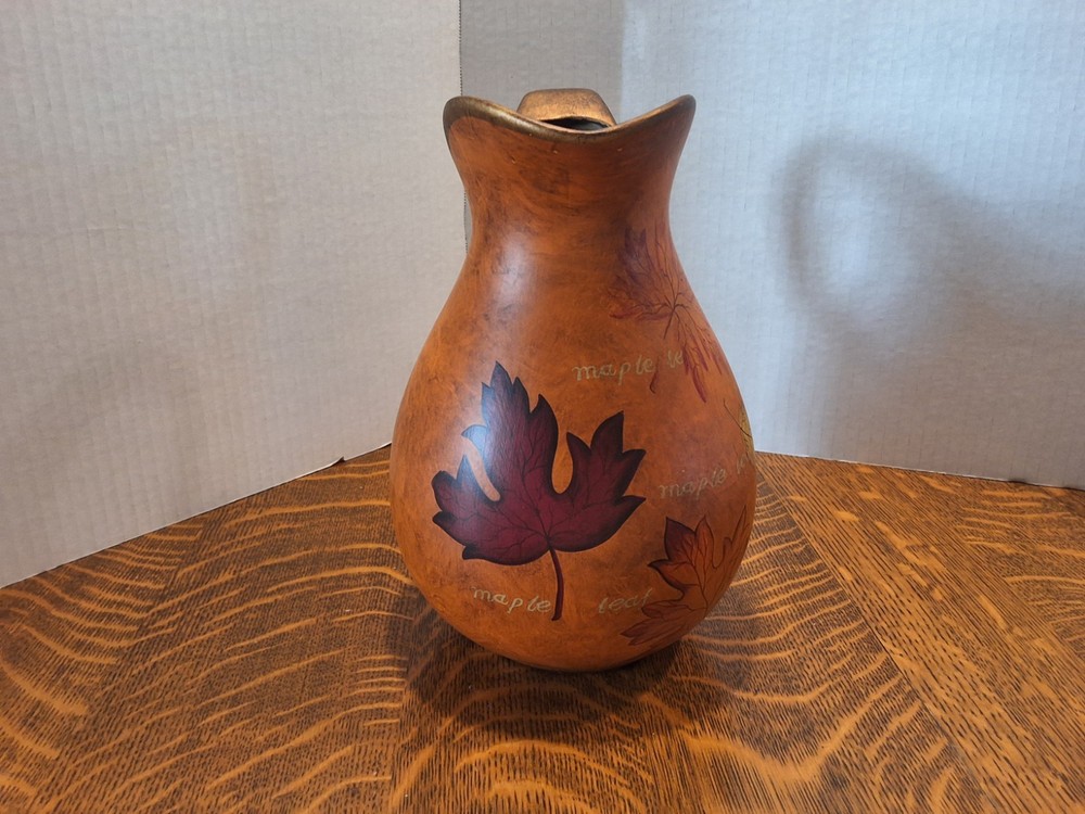 Pitcher Decorative Fall Leaves Thanksgiving 10" Tall