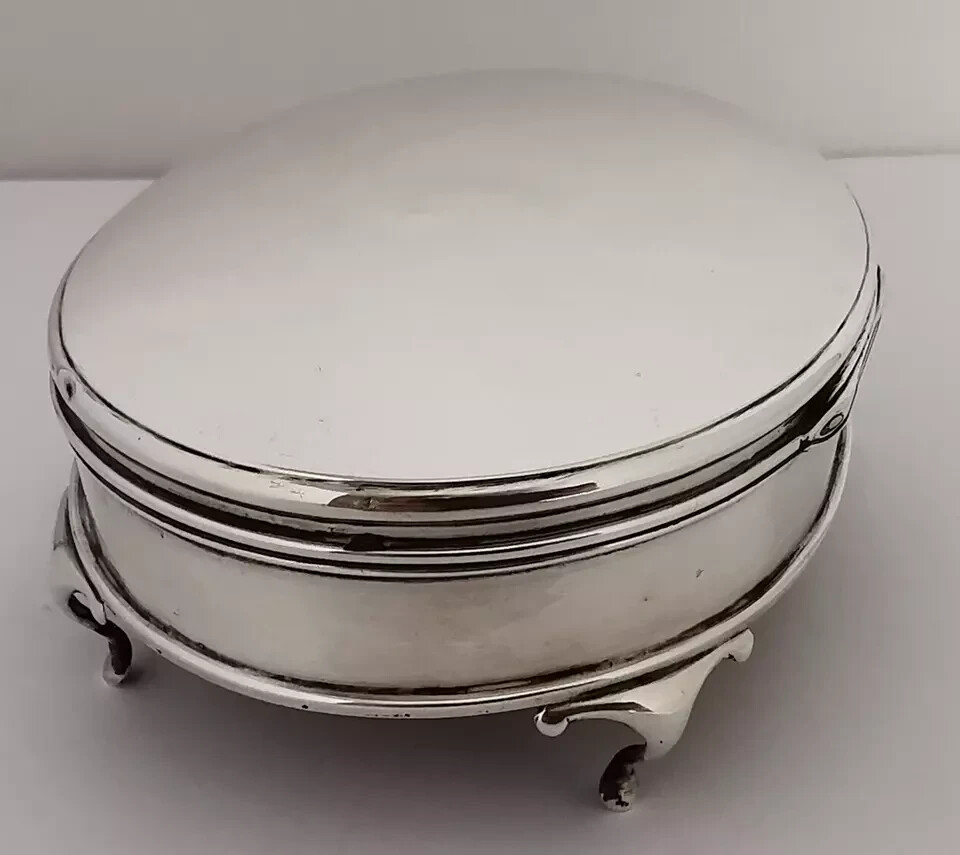 Antique Solid Silver Jewellery Box - Birm. 1914
