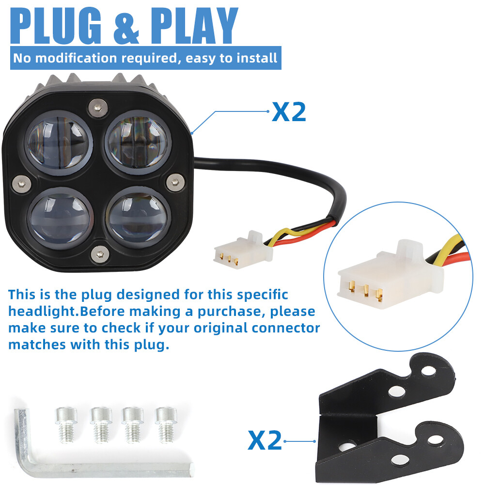 Pair LED Headlights Kit Lens Lights For Yamaha Banshee /Warrior 350 YFZ350 ATV
