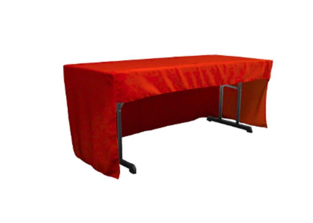 LA Linen Open Back Polyester Poplin Fitted Tablecloth for Classroom Tables - RED