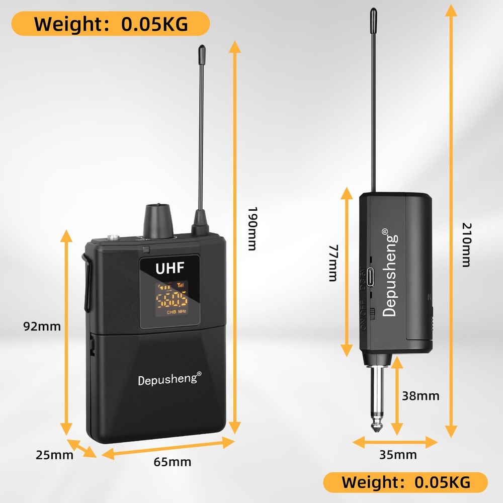 UHF Wireless Microphone Headset System -Wireless Headset Mic System, with Lav...