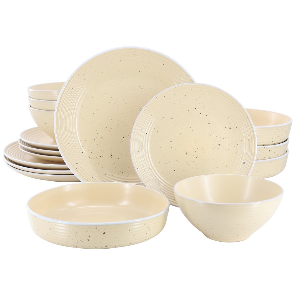 16 Piece Double Bowl Stoneware Dinnerware Set