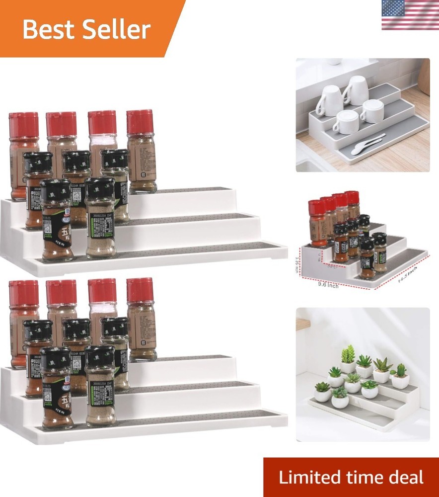 Waterproof White Spice Rack Organizer - 2 Pack for Ultimate Kitchen Efficiency