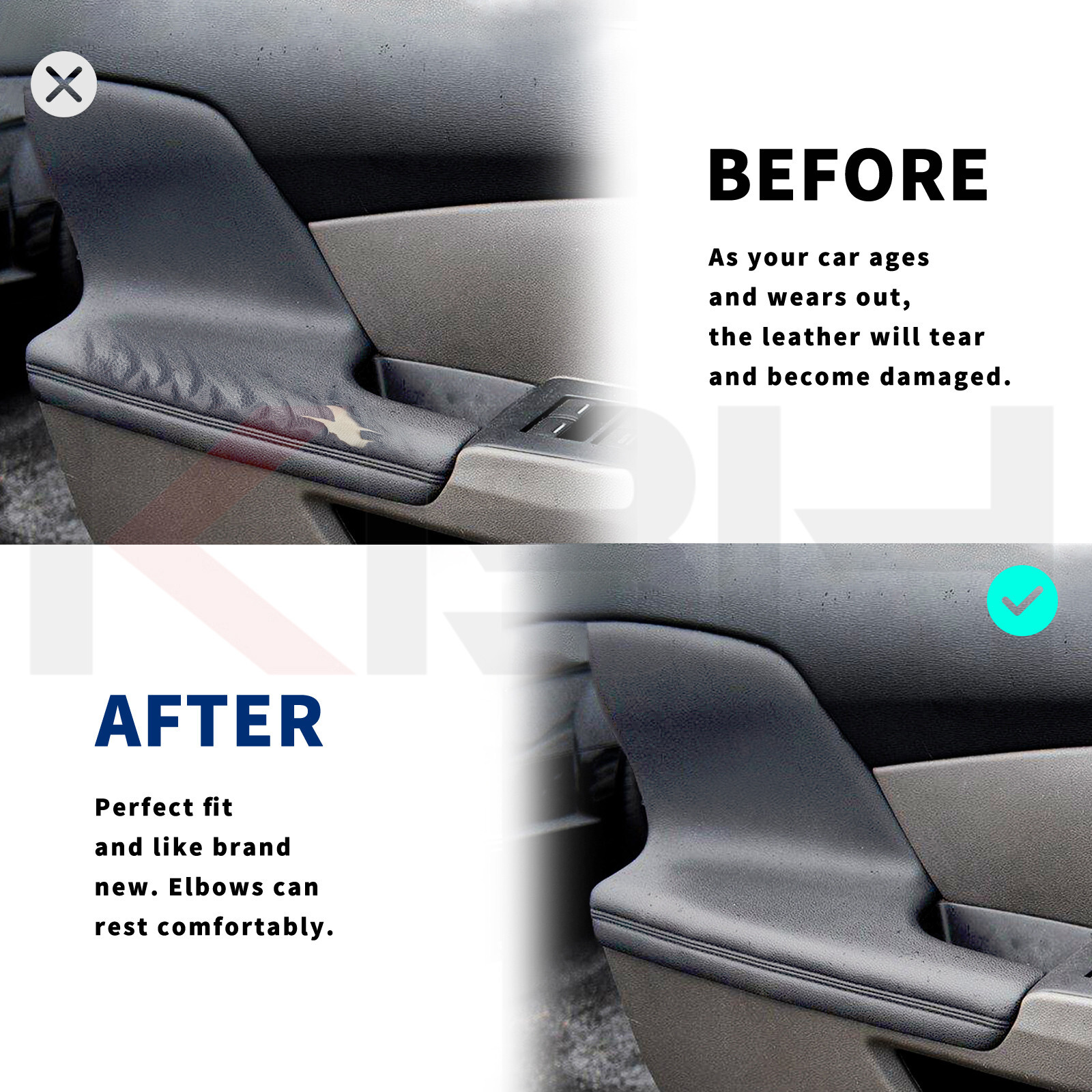 Pair Fits 2011-2016 2017 Honda Odyssey Door Panels Armrest Vinyl Cover Trim Gray