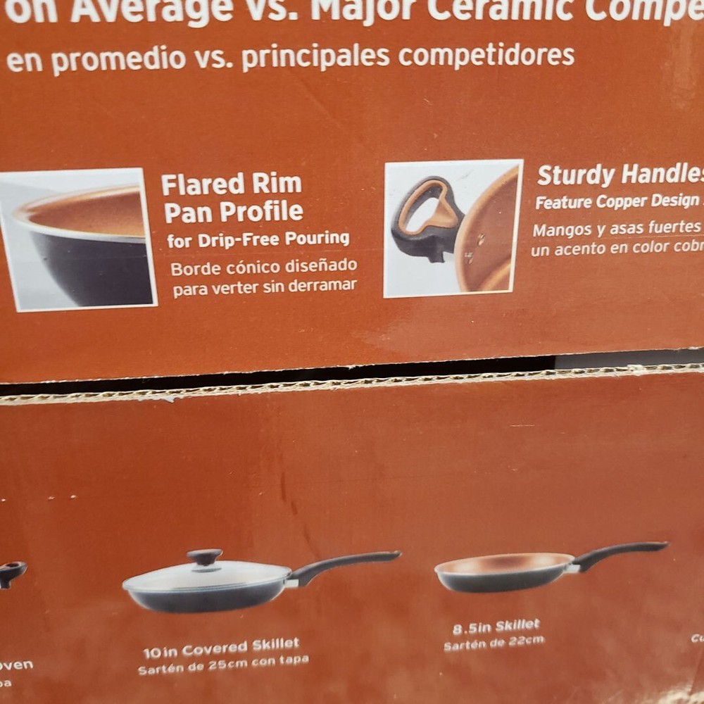 Farberware Glide 12 pc Cookware Set Black Copper Ceramic Nonstick Pots and Pans