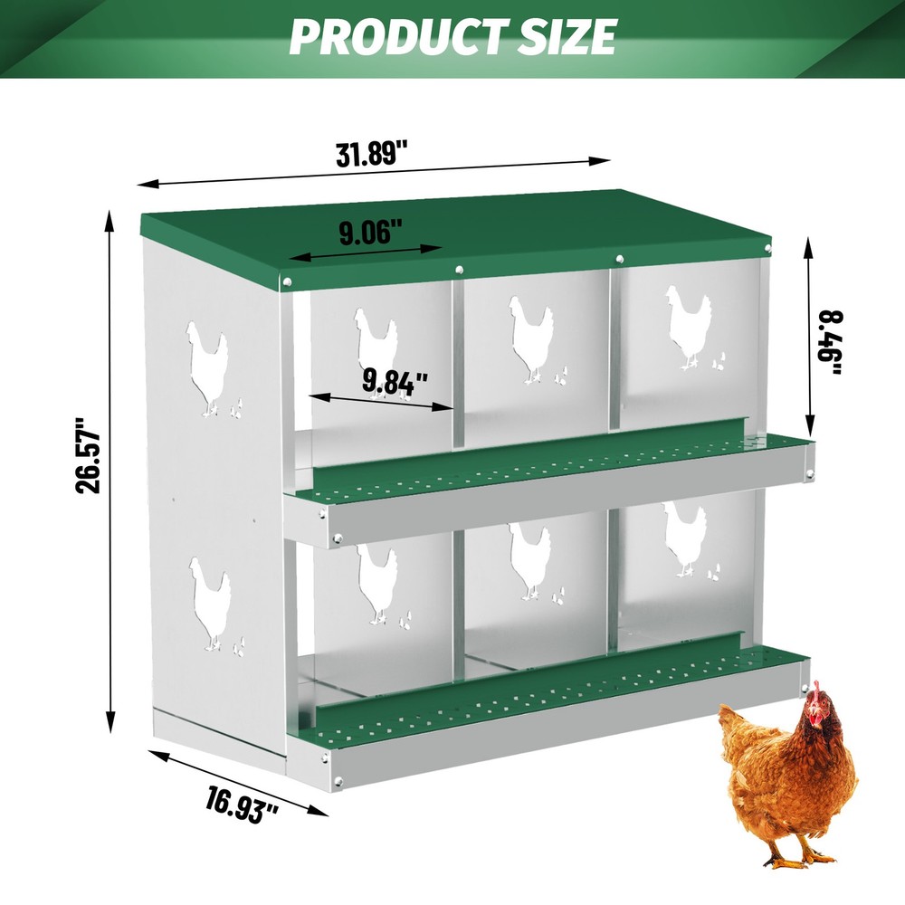 6 Holes Chicken Nesting Box, Metal Chicken Nesting Boxes, without Bracket Legs