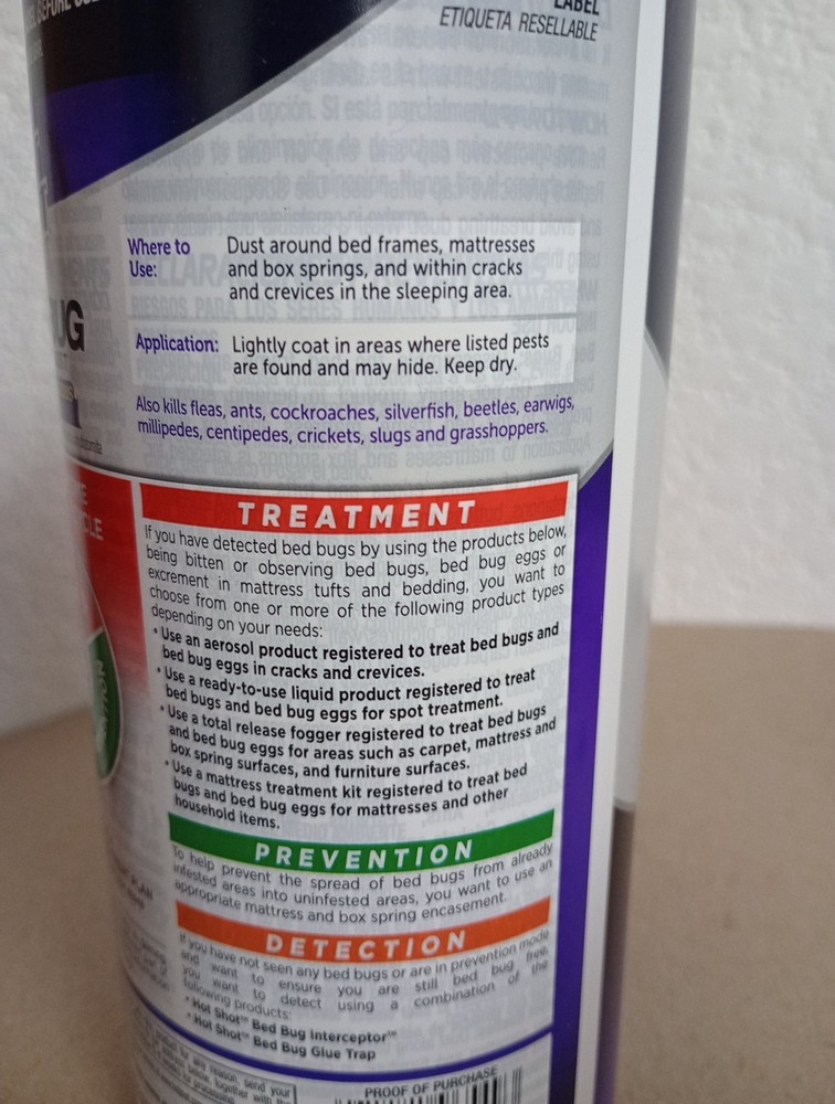 Hot Shot Bed Bug Killer Dust With Diatomaceous Earth 8oz