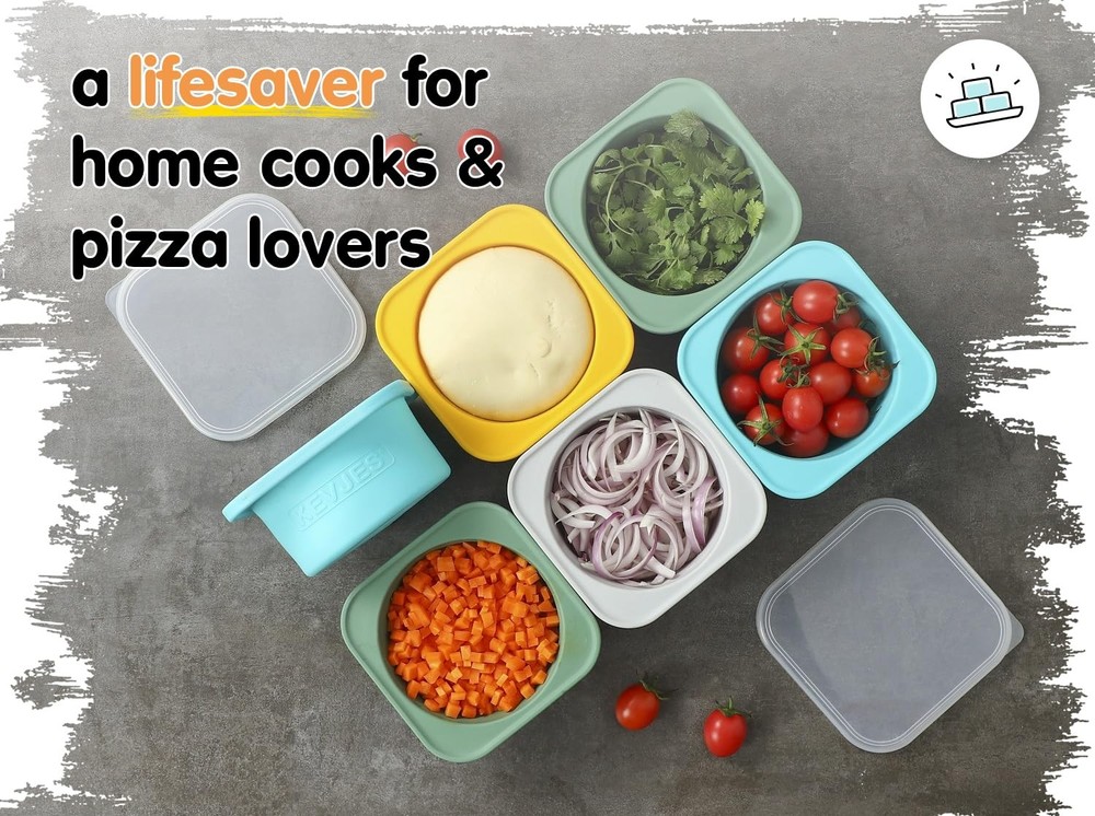 Stackable Silicone Artisan Pizza Dough Proofing Proving Containers with Lids-...