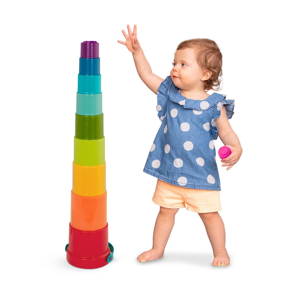 Battat Rainbow Stacking Cups Educational Toddler Toy Multicolor Playset