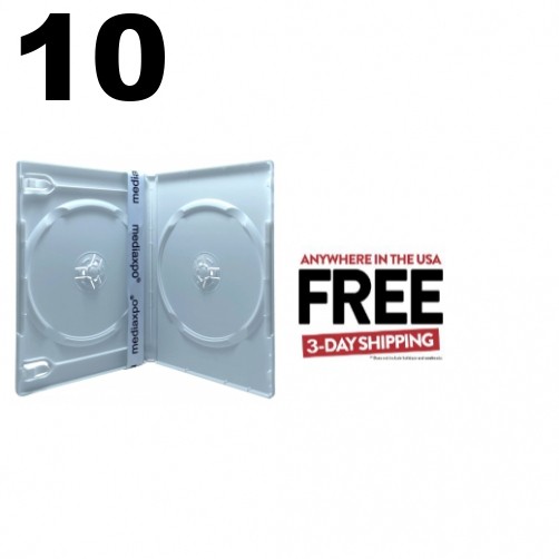 10 PREMIUM STANDARD Solid White Color Double DVD Cases ** 1-3 DAY