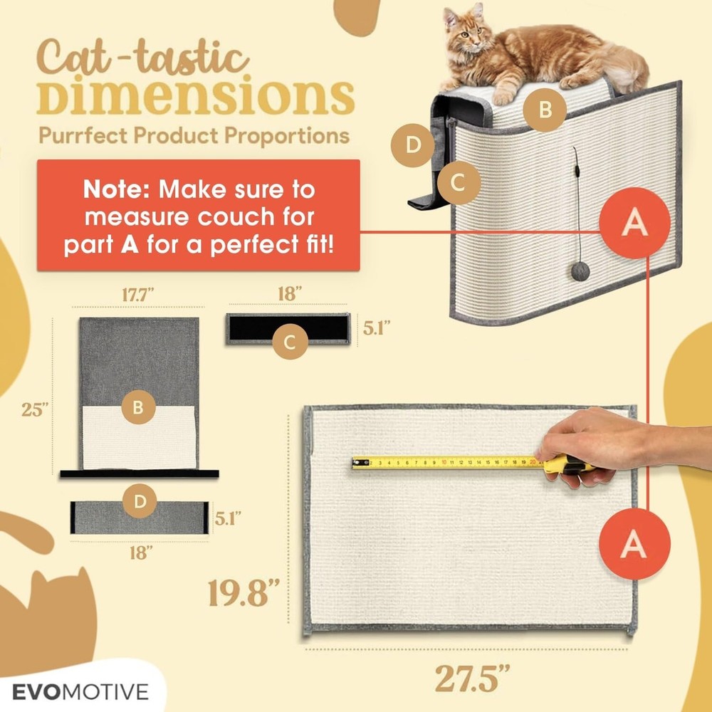 Cat Couch Protector, [Fits on Either Arm Rest], Couch Cat Scratch Protector, ...