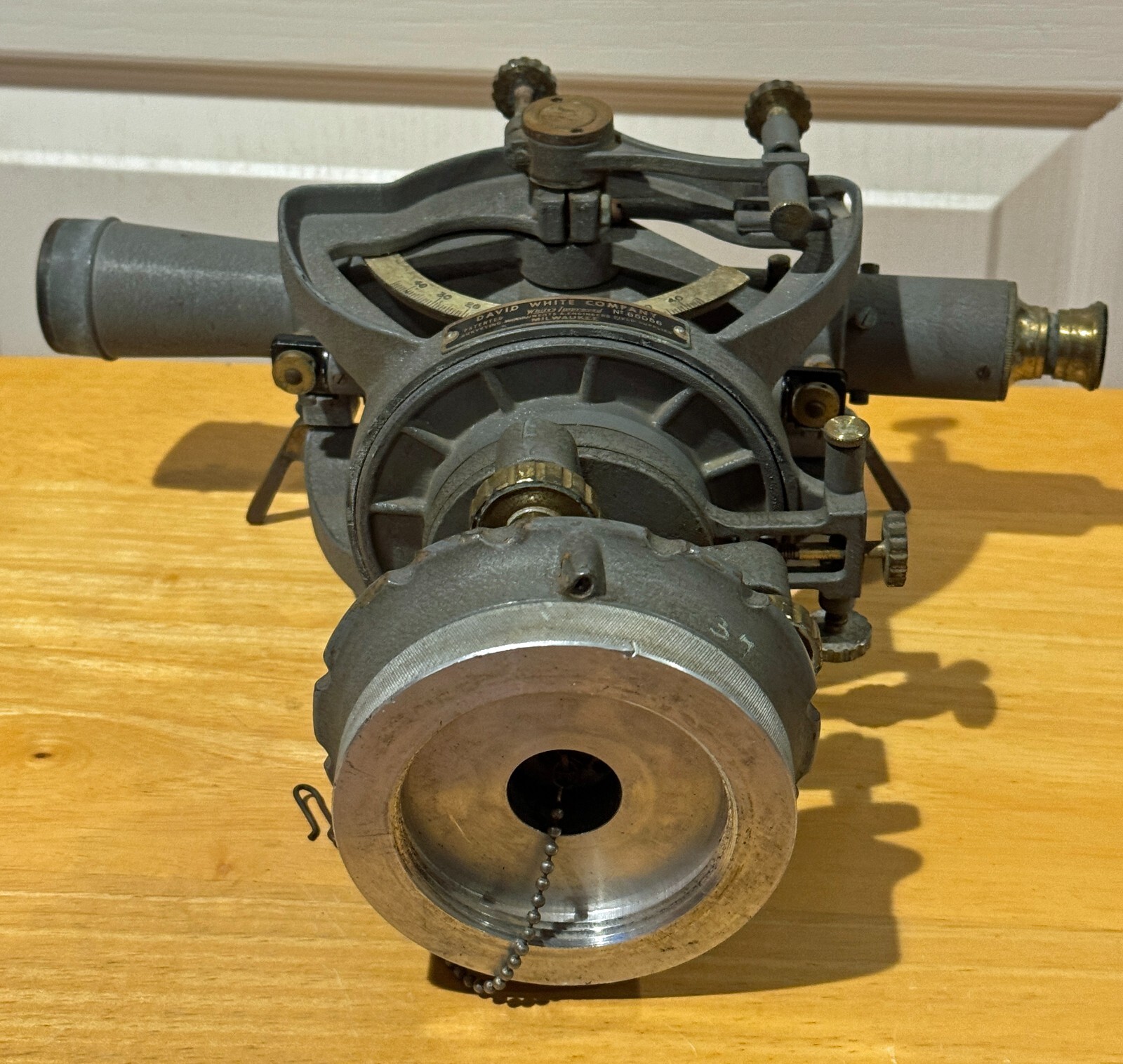 Vintage - David White - IMPROVED Surveying TRANSIT low serial #- w old wood box