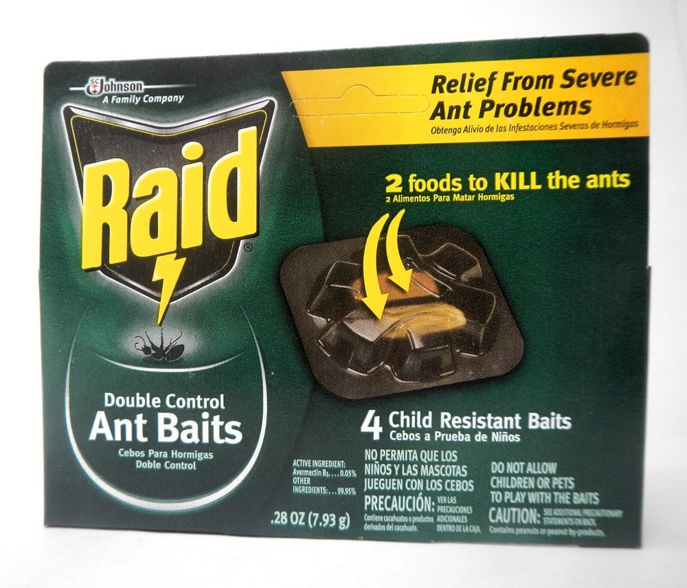 Raid Double Control Ant Baits Child Resistant .28oz Each (4ct x 4)