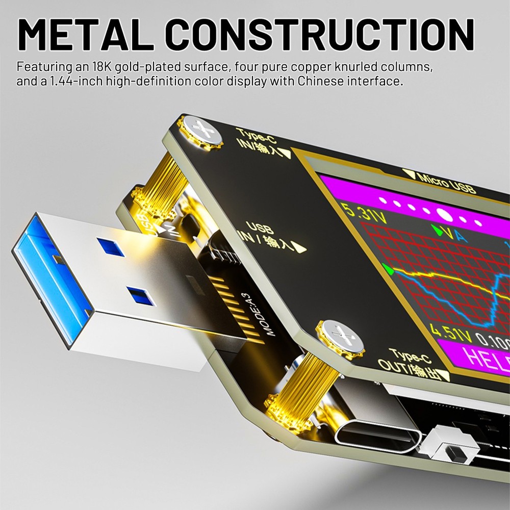 USB 3.0 Tester PD Type-C LCD Digital Voltmeter Ammeter Volt Trigger Durable Tool