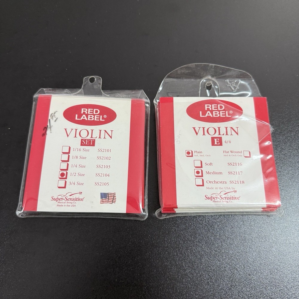 Violin String Set Red Label Super Sensitive Medium And 1/2 Size