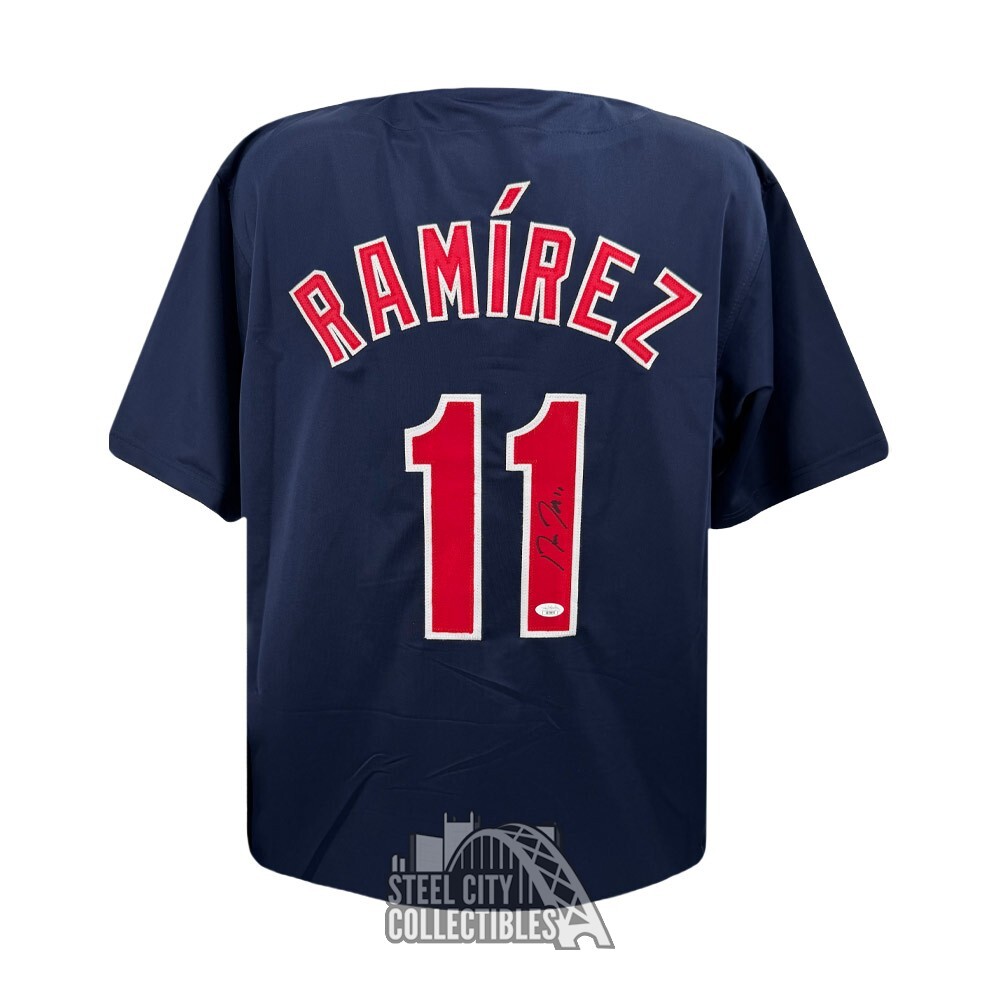 Jose Ramirez Autographed Custom Blue Baseball Jersey - JSA COA