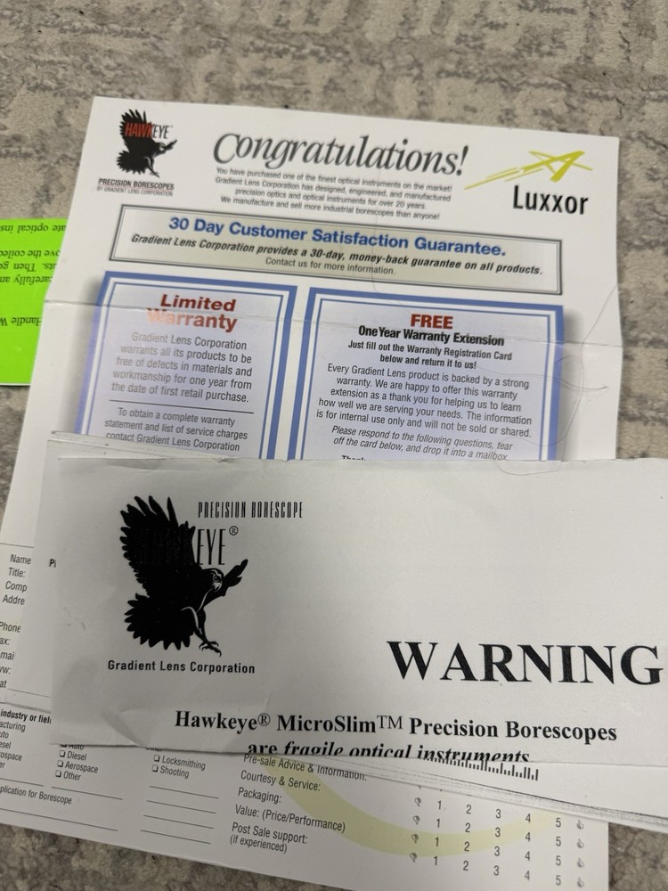 Hawkeye Gradient Lens Professional Precision Borescope Kit