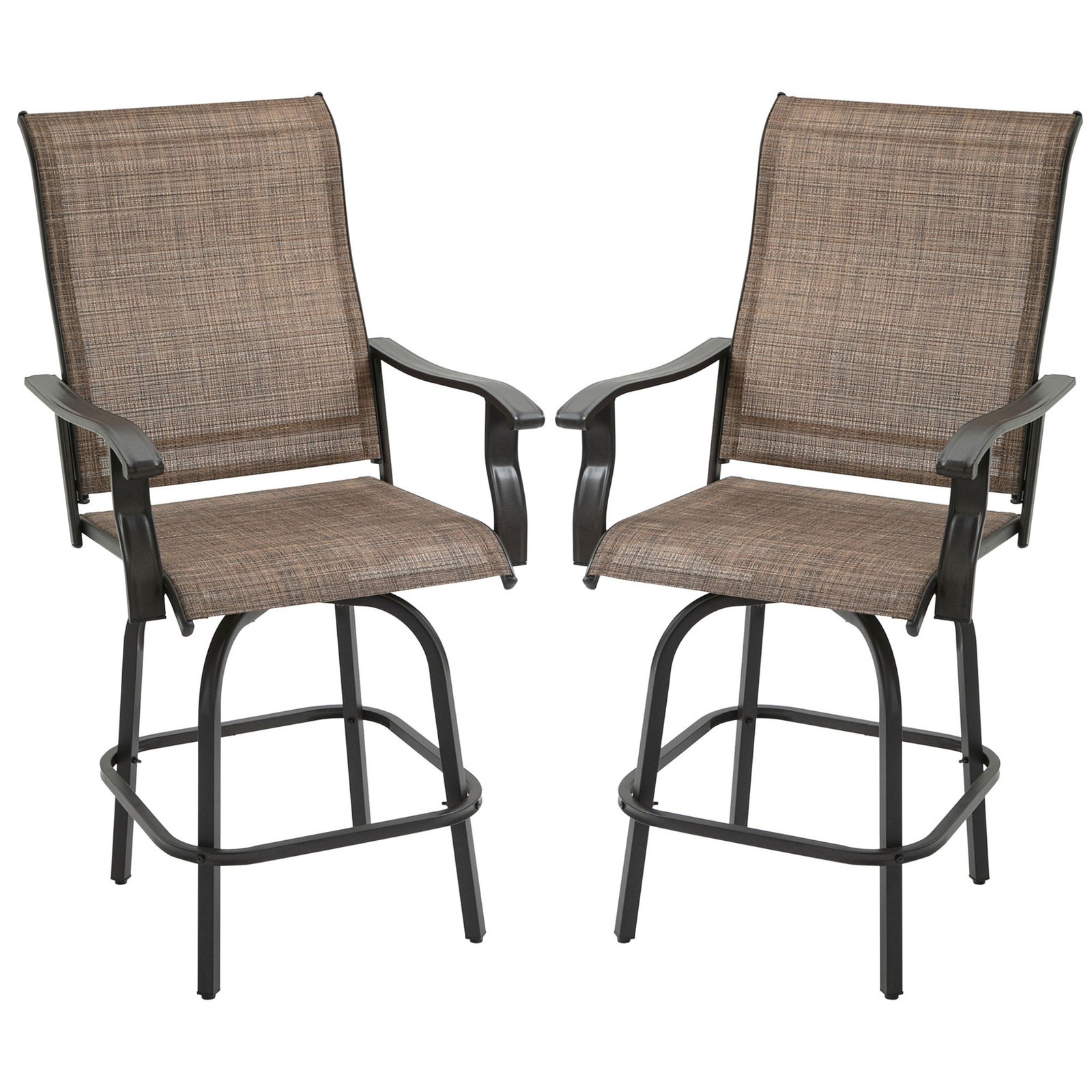 Set of 2 Outdoor Swivel Bar Height Stools Patio Chair Kitchen Pooside Backyard