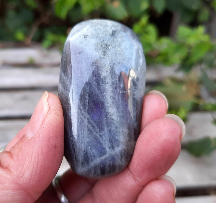 Labradorite Mini Palm Stone, Purple Flash, Higher Realms, Transformation