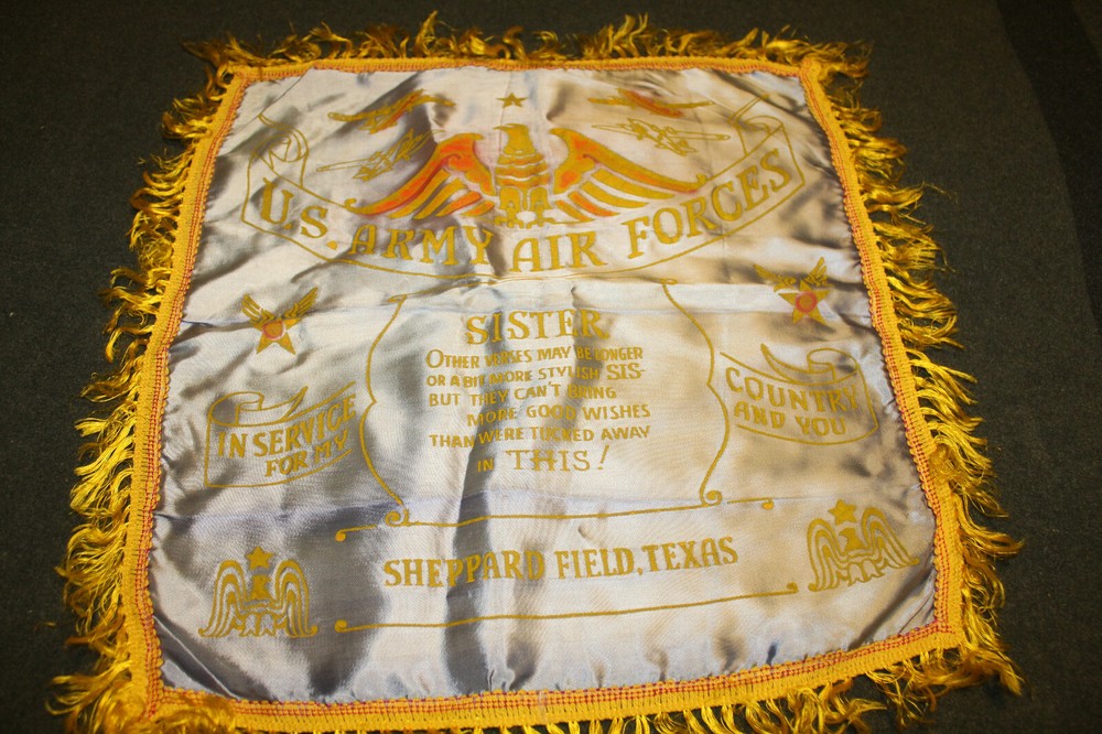 Original WW2 U.S. Army Air Forces "Sister" Sheppard Field Texas Pillow Cover