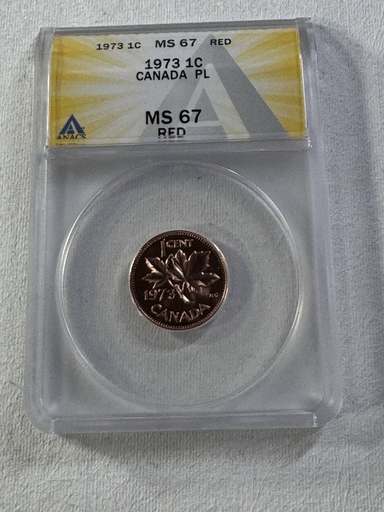 1973 Canada 1 Cent Proof Like Graded MS 67 RD by ANACS