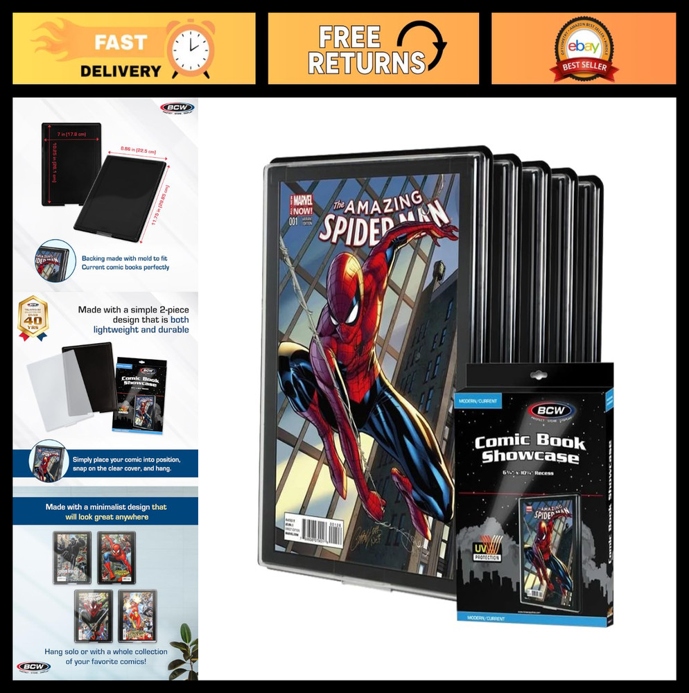 UV Protection Comic Book Frame - Modern Display Case for Current Comics (5 Pack)