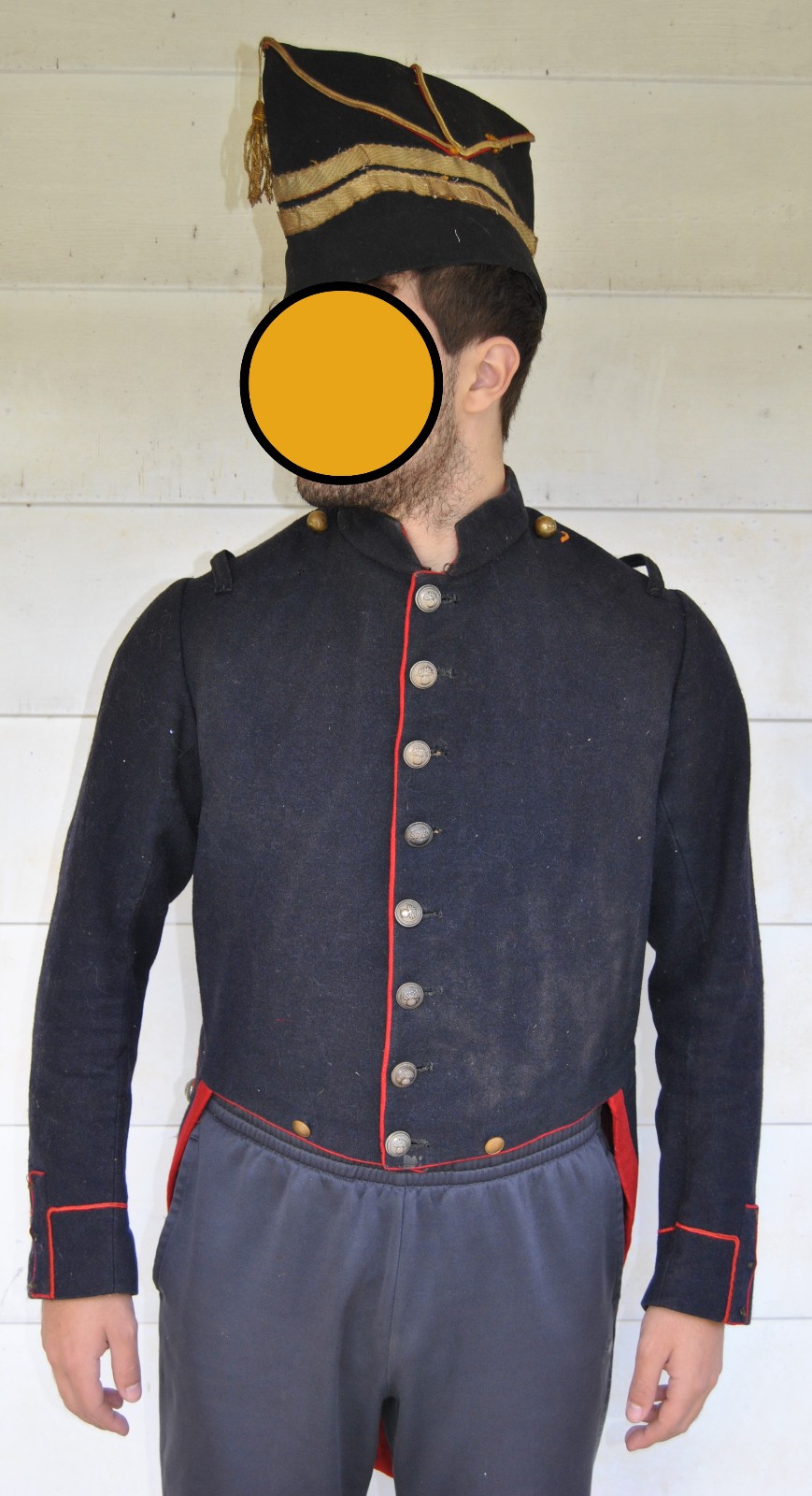 Late 1800s Old French Parisian Theatre Napoleonic Uniform Tunic and Bonnet