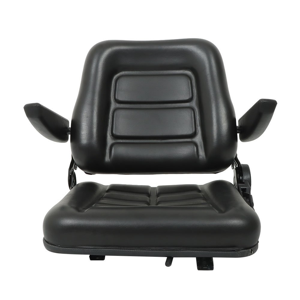 Black Tractor Forklift Seat Adjustable W/ Armrests & Safety Switch Universal