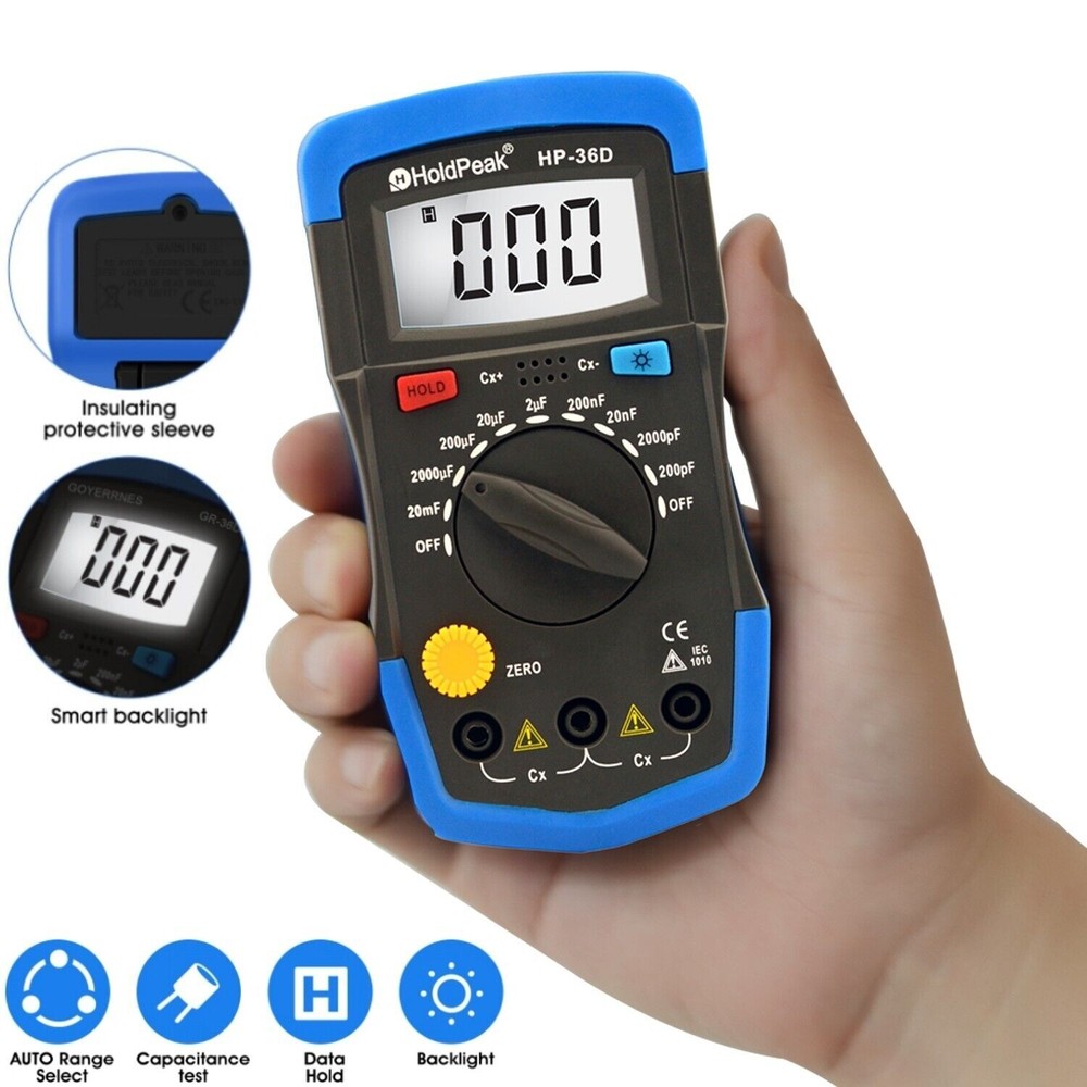 Capacitor Tester Kit 1999 Counts Digital Capacitance Meter BackLight 20000uF