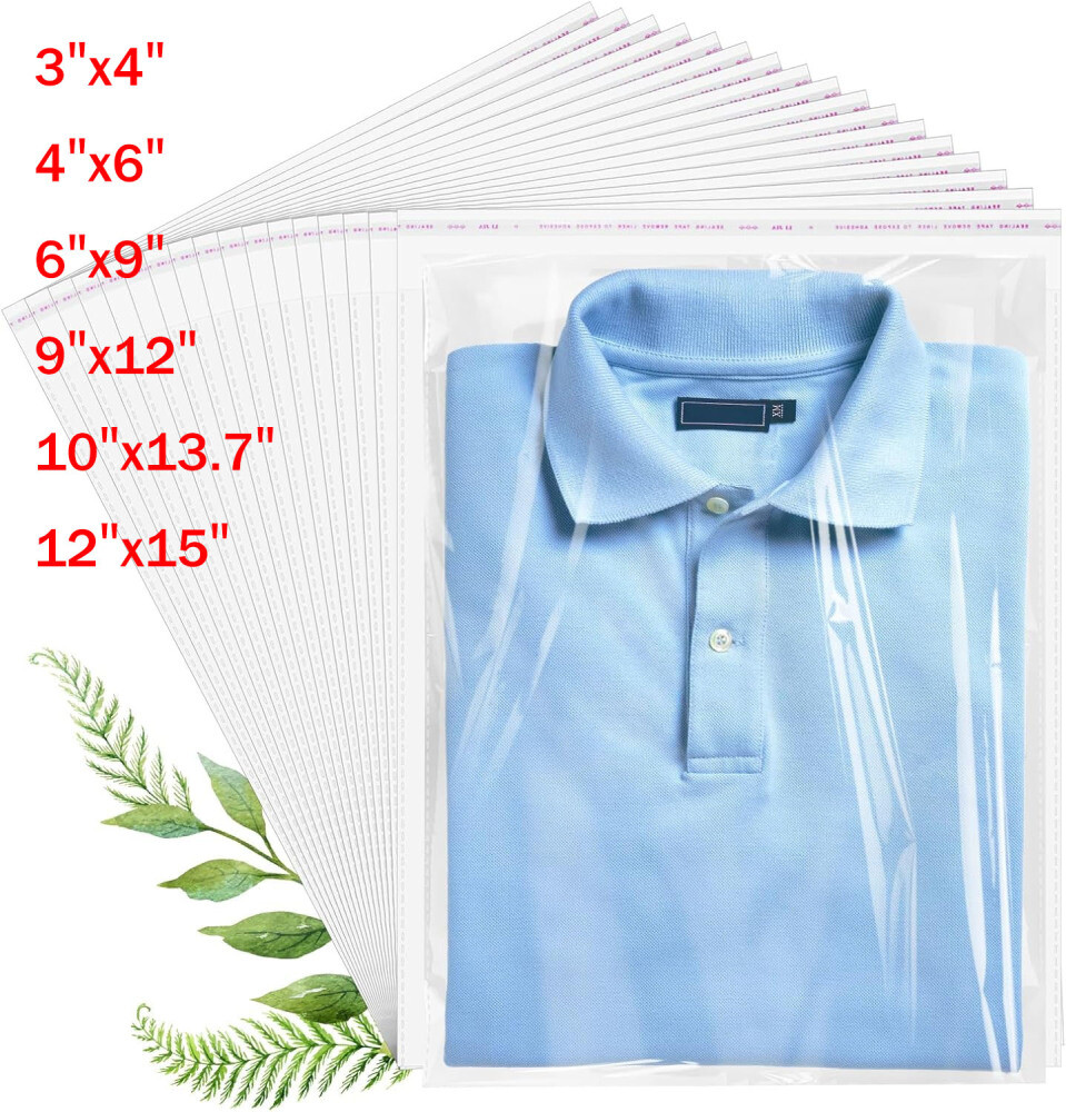 1000pcs Resealable Poly Bags Transparent OPP Bag Plastic Bags Self Adhesive Seal