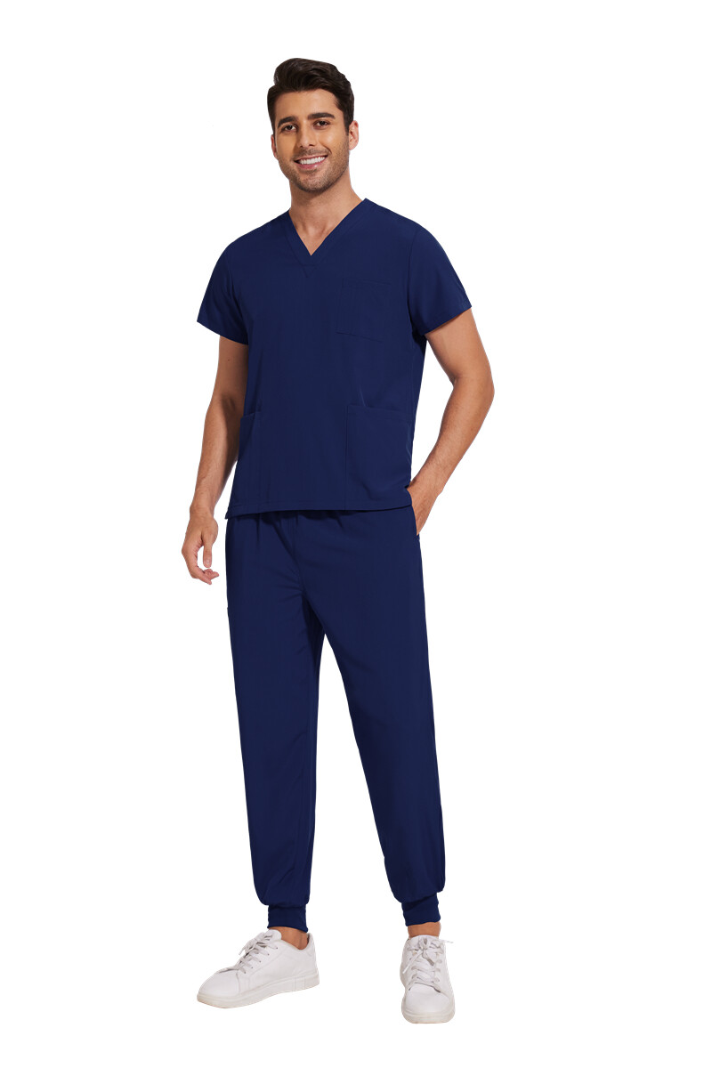 Stretch Medical Uniforms Scrub Set Men V-Neck Jogger Hospital Clinic Workware