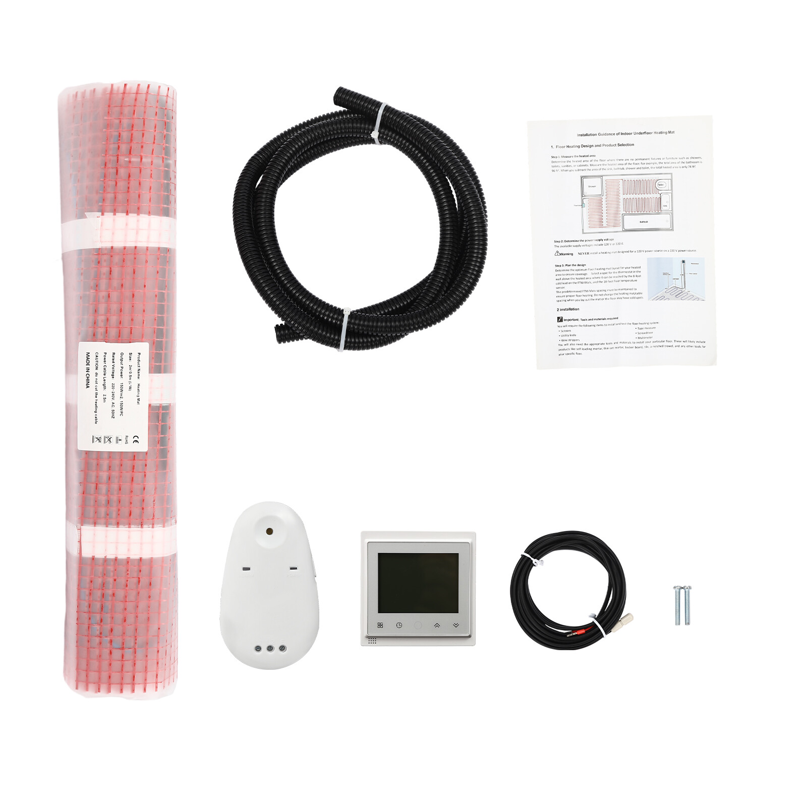 120V Smart Heat Mat Kit Floor Heating System Heating Floor Mat 6.56x1.64ft