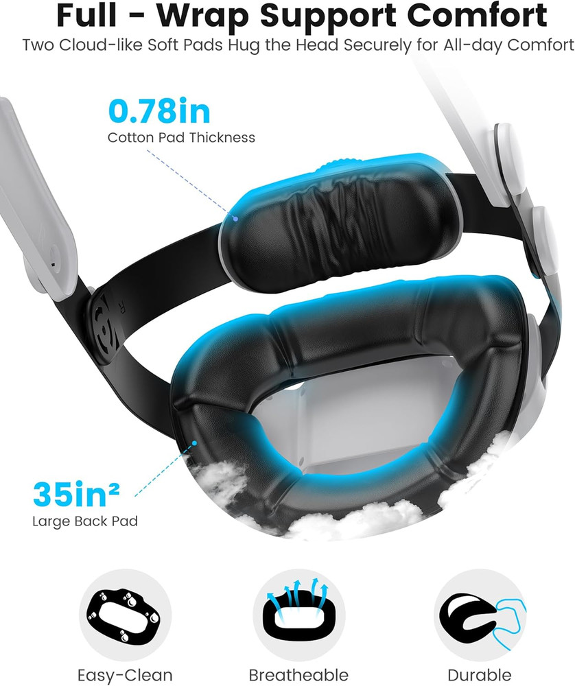 Kawaye for Meta Quest 3S/Quest 2/Quest 3 Head Strap, Double Knobs Adjustable Eli
